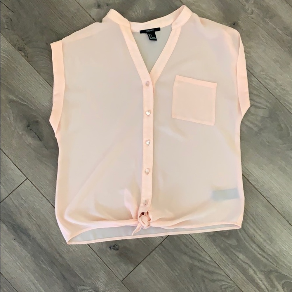 Forever 21 sheer pink button up size s